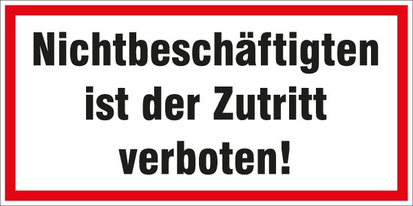 Hinweis-Aufkleber Nichtbeschäftigten 200x100mm