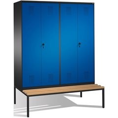 EVOLO Garderobenschrank, zueinander schlagende Türen, mit Sitzbank, 4 Abteile, A
