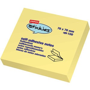 Haftnotiz stickies™, 76 x 76 mm, gelb, 100 Blatt