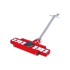 Transportfahrwerk, lenkbar, mit Lenkstange und Fahrwerkskassetten, Tragfähigkeit 18000 kg.