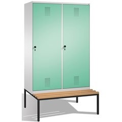 EVOLO Garderobenschrank, mit Sitzbank, Tür über 2 Abteile, 4 Abteile, 2 Türen, A