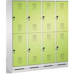 EVOLO Garderobenschrank, doppelstöckig, mit Sockel, 4 Abteile, je 2 Fächer, Abte