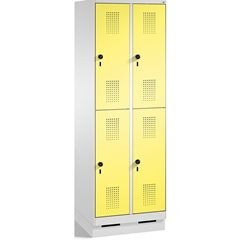 EVOLO Garderobenschrank, doppelstöckig, mit Sockel, 2 Abteile, je 2 Fächer, Abte