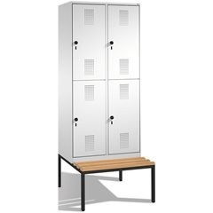 EVOLO Garderobenschrank, doppelstöckig, mit Sitzbank, 2 Abteile, je 2 Fächer, Ab