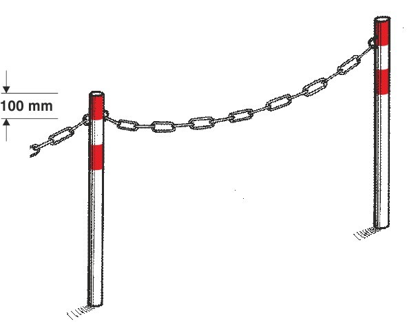 Kettenabsperrungen verzinkt Rohr dm 60/2mm, 1300mm mit 2 Ösen, unbeklebt bodenversenkt, zum Einbeton