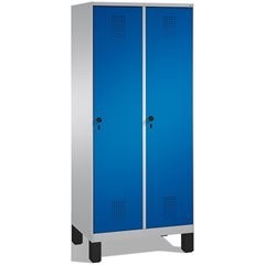EVOLO Garderobenschrank, mit Füßen, 2 Abteile, Abteilbreite 400 mm, weißaluminiu