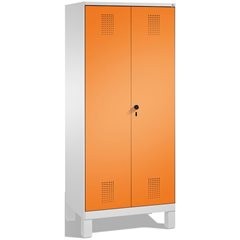 EVOLO Raumpflege-/Geräteschrank, verkürzte Trennwand, 6 Haken, Abteile 2 x 400 m