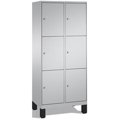 EVOLO Fächerschrank, mit Füßen, 2 Abteile, je 3 Fächer, Abteilbreite 400 mm, wei