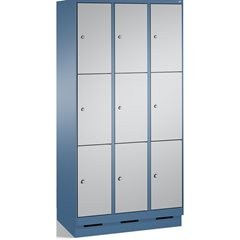EVOLO Fächerschrank, mit Sockel, 3 Abteile, je 3 Fächer, Abteilbreite 300 mm, fe
