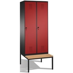 EVOLO Garderobenschrank, mit Sitzbank, 2 Abteile, Abteilbreite 400 mm, schwarzgr