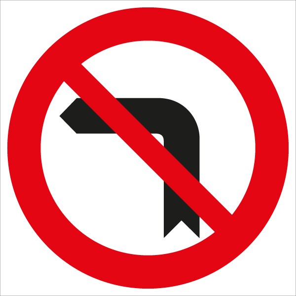 §52/3a Einbiegen nach links verboten | flaches Verkehrszeichen