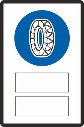 Vorankündigung der Schneekettenanlegepflicht | flaches Verkehrszeichen