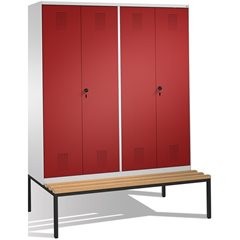 EVOLO Garderobenschrank, zueinander schlagende Türen, mit Sitzbank, 4 Abteile, A