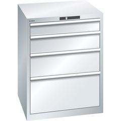 Schubladenschrank, 4 Schubladen, BxTxH 717 x 725 x 850 mm, lichtgrau, Schubladentragkraft 200 kg.