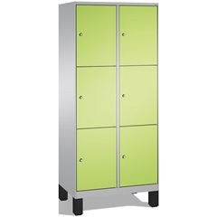 EVOLO Fächerschrank, mit Füßen, 2 Abteile, je 3 Fächer, Abteilbreite 400 mm, wei