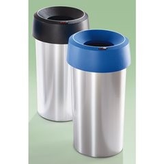 Abfallsammler IRIS, rund, Volumen 50 l, Einwurfloch, schwarz.