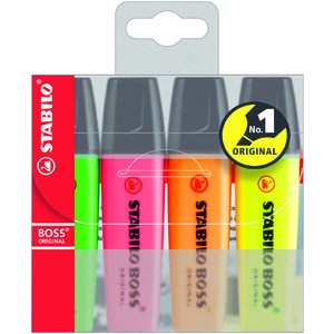 Textmarker BOSS® ORIGINAL, Ksp., 2-5mm, Schreibf.: 4er sortiert