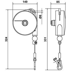 Profi-Federzug, mit Absturzsicherung, Tragfähigkeit 4 - 6 kg.