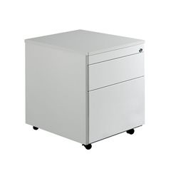 Schubladencontainer mit Rollen, HxT 579 x 600 mm, 1 Materialschub, 1 Hängeregistratur, lichtgrau / l