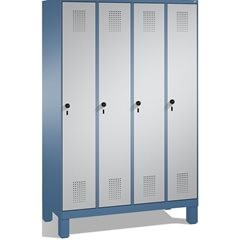 EVOLO Garderobenschrank, mit Füßen, 4 Abteile, Abteilbreite 300 mm, fernblau / w