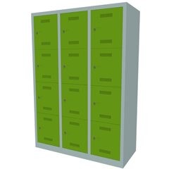 MonoBloc™ Schließfachschrank, 4 Fächer je Abteil, Breite 1200 mm, 3 Abteile, 12