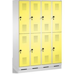 EVOLO Garderobenschrank, doppelstöckig, mit Sockel, 4 Abteile, je 2 Fächer, Abte