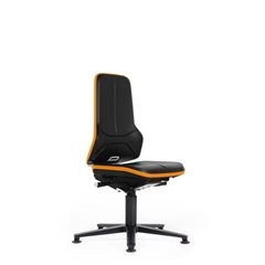 NEON Arbeitsdrehstuhl ESD, Gleiter, Permanentkontakt, PU-Schaum, Flexband orange.