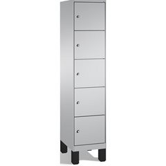 EVOLO Fächerschrank, mit Füßen, 1 Abteil, 5 Fächer, Abteilbreite 400 mm, weißalu