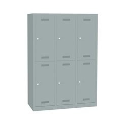 MonoBloc™ Garderobenschrank, doppelstöckig, Breite 1200 mm, 3 Abteile, 6 Fächer,