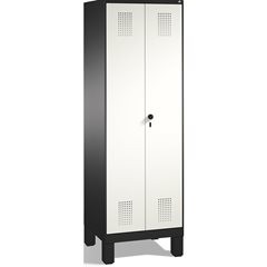 EVOLO Raumpflege-/Geräteschrank, verkürzte Trennwand, 6 Haken, Abteile 2 x 300 m