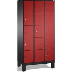 EVOLO Fächerschrank, mit Füßen, 3 Abteile, je 5 Fächer, Abteilbreite 300 mm, sch