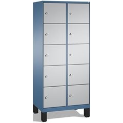 EVOLO Fächerschrank, mit Füßen, 2 Abteile, je 5 Fächer, Abteilbreite 400 mm, fer