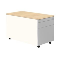 Schubladencontainer mit Rollen, HxT 529 x 800 mm, 1 Materialschub, 1 Hängeregistratur, reinweiß / we
