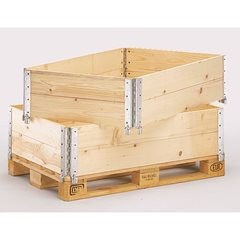 Aufsatzrahmen aus Holz, mit 4 Scharnieren, für Paletten 1000 x 800 mm, Nutzhöhe 200 mm.