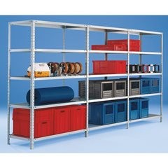 Lager-Schraubregal, Bauart mittelschwer, beidseitig, HxBxT 2500 x 1300 x 300 mm, verzinkt, Grundrega