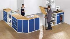 Schrank für Material- und Werkzeugausgabetheke, 2 Fachböden, grau.