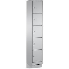 EVOLO Fächerschrank, mit Sockel, 1 Abteil, 5 Fächer, Abteilbreite 300 mm, weißal