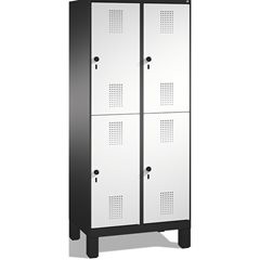 EVOLO Garderobenschrank, doppelstöckig, mit Füßen, 2 Abteile, je 2 Fächer, Abtei