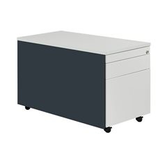 Schubladencontainer mit Rollen, HxT 529 x 800 mm, 1 Materialschub, 1 Hängeregistratur, anthrazitgrau