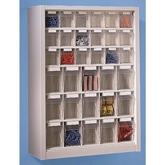 Klappkasten-Hängeschrank, HxBxT 910 x 665 x 250 mm, mit 33 Kästen, Gehäuse enzianblau.