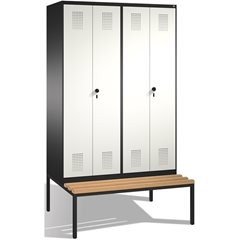 EVOLO Garderobenschrank, zueinander schlagende Türen, mit Sitzbank, 4 Abteile, A