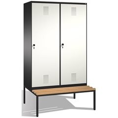 EVOLO Garderobenschrank, mit Sitzbank, Tür über 2 Abteile, 4 Abteile, 2 Türen, A