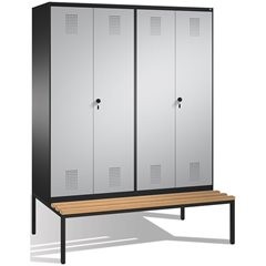 EVOLO Garderobenschrank, zueinander schlagende Türen, mit Sitzbank, 4 Abteile, A