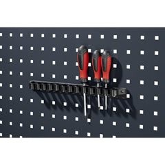 Werkzeugklemmhalter, mit Kunststofflaschen, Breite 300 mm.