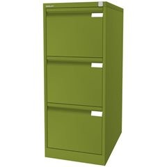 Hängeregistraturschrank, 1-bahnig, 3 Schübe, DIN A4, grün.