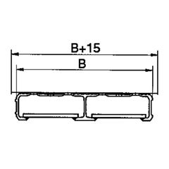 Aluminium-Verladeschiene, Lauffläche gelocht, Tragfähigkeit 835 kg, Schienenbreite 400 mm.