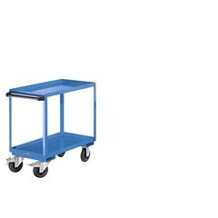 Etagenwagen, 2 Etagen, LxBxH 900 x 500 x 915 mm, je 2 Lenk- und 2 Bockrollen.