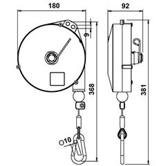 Profi-Federzug, mit Absturzsicherung, Tragfähigkeit 10 - 14 kg.