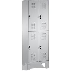 EVOLO Garderobenschrank, doppelstöckig, mit Füßen, 2 Abteile, je 2 Fächer, Abtei