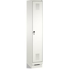 EVOLO Garderobenschrank, mit Sockel, 1 Abteil, Abteilbreite 300 mm, verkehrsweiß